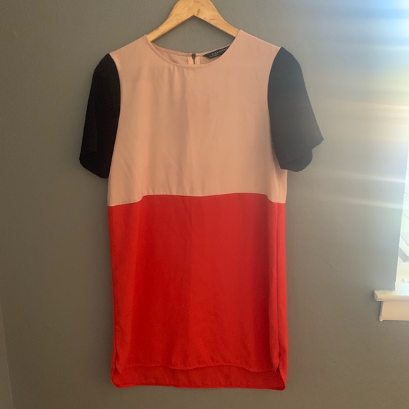 Zara red color block shift dress - Picture 5 of 8